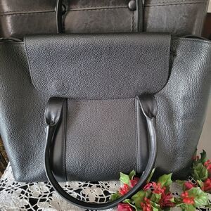 Cuyana Black Leather Tote Bag